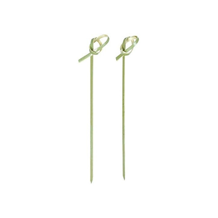 Bamboo Food Pick Bow Design Natural Green 18cm (5000 Units)