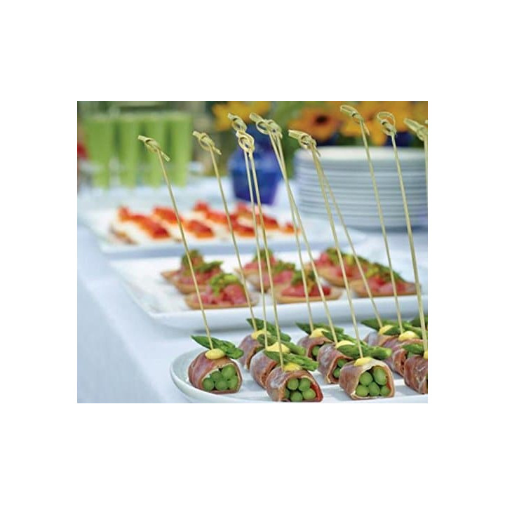 Bamboo Food Pick Bow Design Natural Green 18cm (5000 Units)