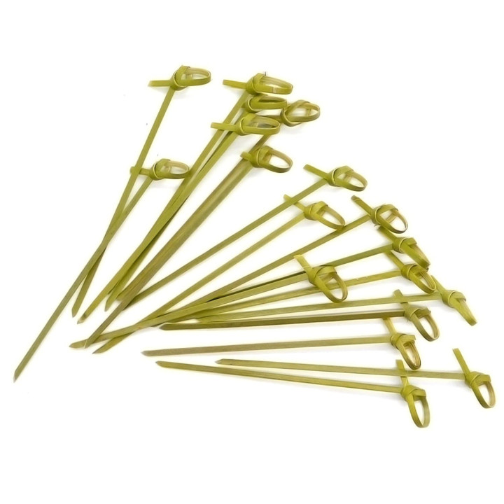 Bamboo Food Pick Bow Design Natural Green 18cm (5000 Units)