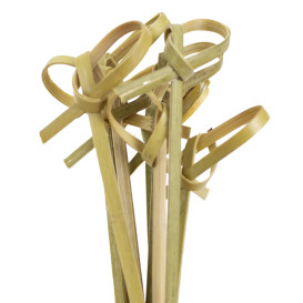 Bamboo Food Pick Bow Design Natural Green 15cm (5000 Units)