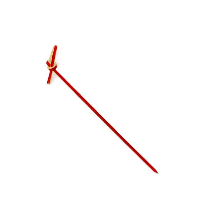 Bamboo Food Pick Bow Design Red 15cm (200 Units)  