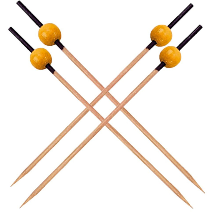 Bamboo Food Pick Black and Yellow 12cm (5000 Units)