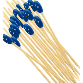 Bamboo Food Pick "Punteado" Design Blue 12cm (200 Units)  