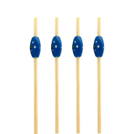 Bamboo Food Pick "Punteado" Design Blue 12cm (200 Units)  