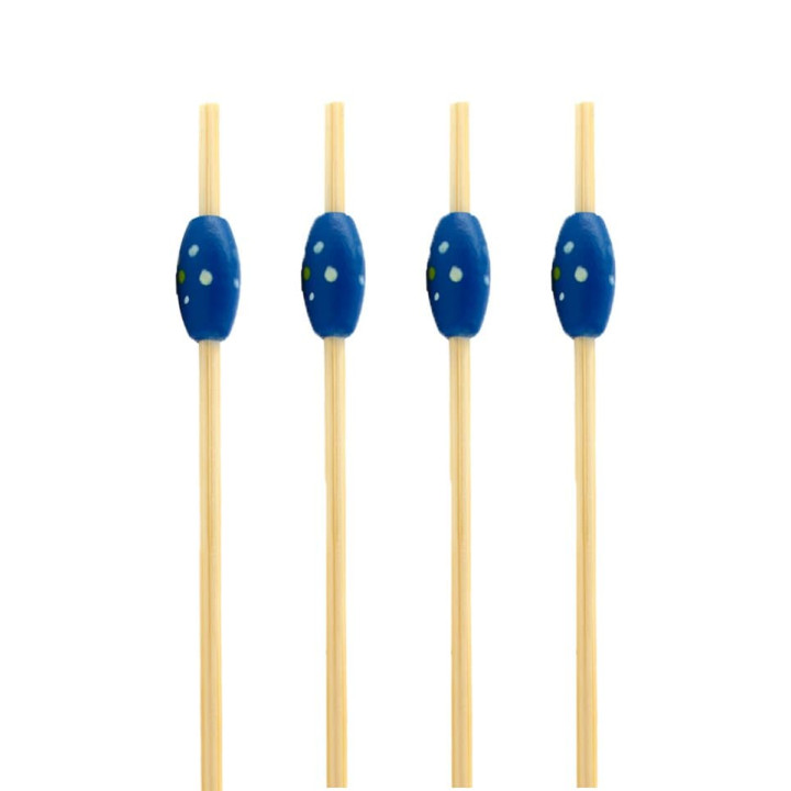 Bamboo Food Pick "Punteado" Design Blue 12cm (200 Units)  