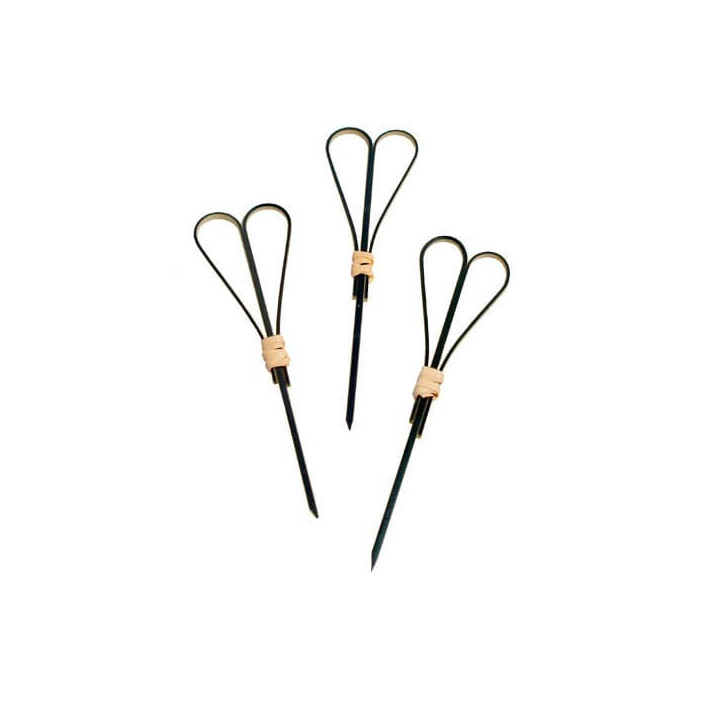 Bamboo Food Pick "Cuore" Design Black 9cm (200 Units)  
