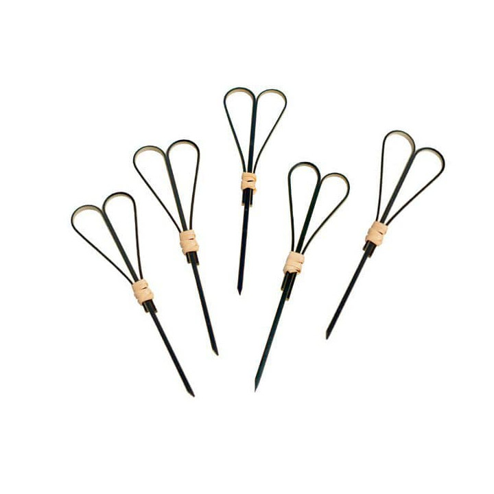 Bamboo Food Pick "Cuore" Design Black 9cm (5000 Units)