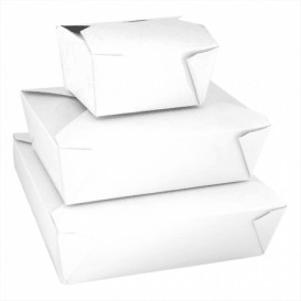 Paper Take-out Container "American" White 19,7x14x6,4cm 1980ml (200 Units) 