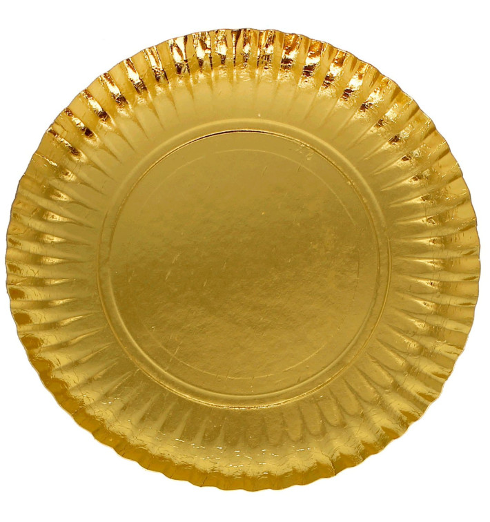 Paper Plate Round Shape Gold 23cm (500 Units) 