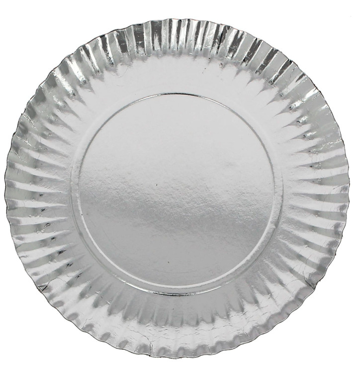 Paper Plate Round Shape Silver 23cm (100 Units)  