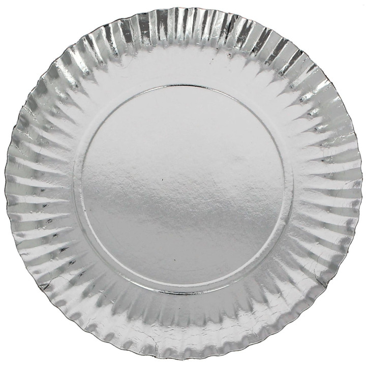 Paper Plate Round Shape Silver 23cm (100 Units)  