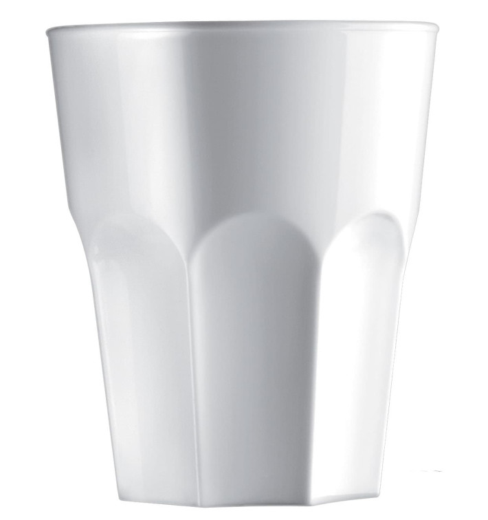 Plastic Glass SAN Reusable "Granity" White 400 ml (75 Units)