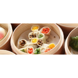 Bamboo Steamer with Lid Ø8x6cm (10 Units) 