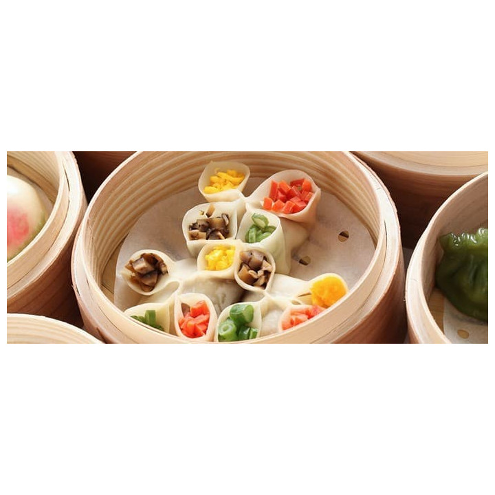 Bamboo Steamer with Lid Ø8x6cm (10 Units) 