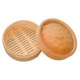 Bamboo Steamer with Lid Ø8x6cm (10 Units) 