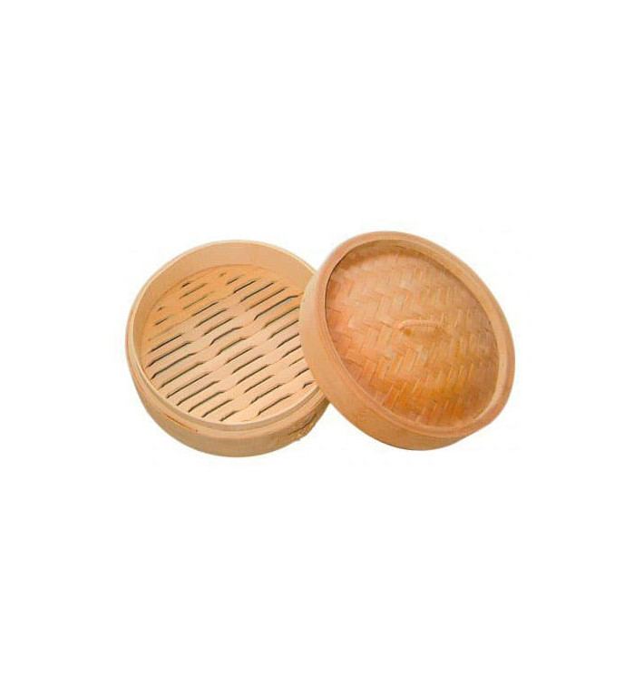 Bamboo Steamer with Lid Ø8x6cm (10 Units) 