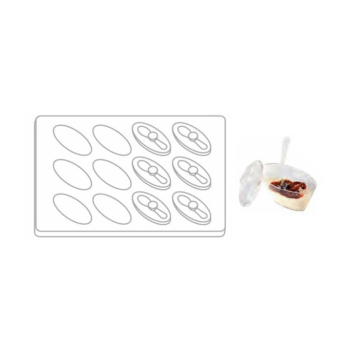 Plastic Tray PS + 12 Bowl Kit with Lid Oval Shape Clear (1 Unit)