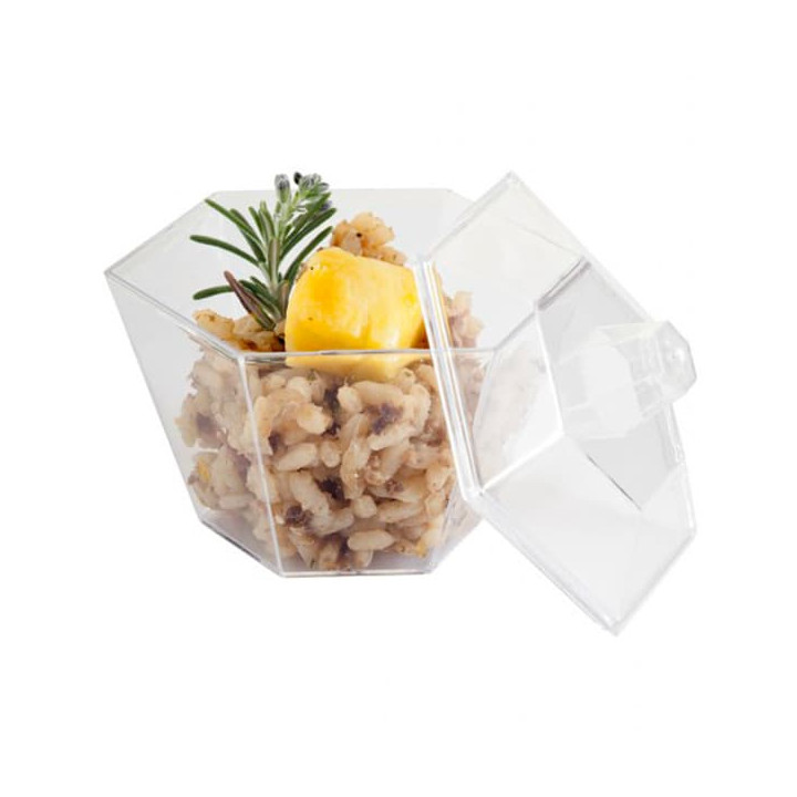 Plastic Tray PS + 16 Bowl Kit with Lid Hexagon Shape Clear (1 Unit)