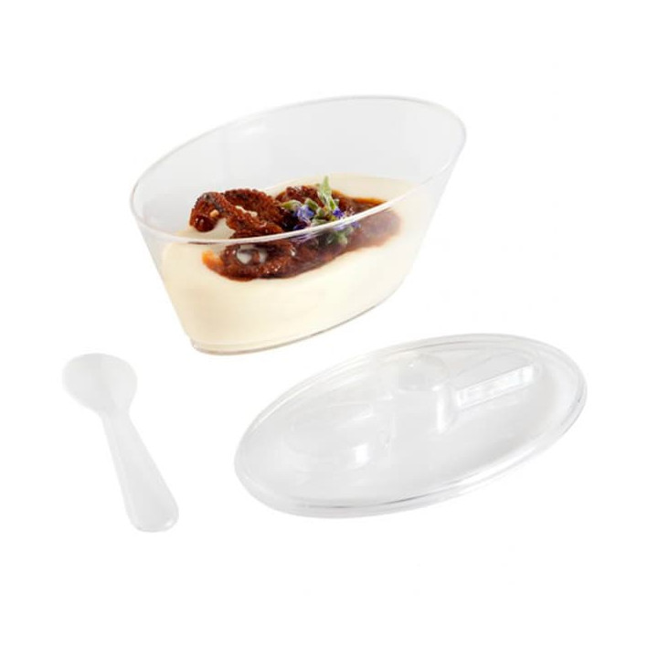 Plastic Tray PS + 12 Bowl Kit with Lid Oval Shape Clear (1 Unit)