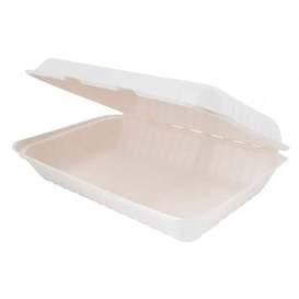 Sugarcane Hinged Container White 33,5x23x7,5cm (150 Units)