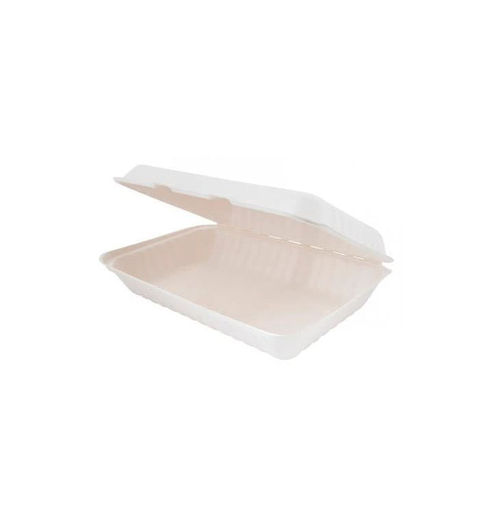 Sugarcane Hinged Container White 33,5x23x7,5cm (150 Units)
