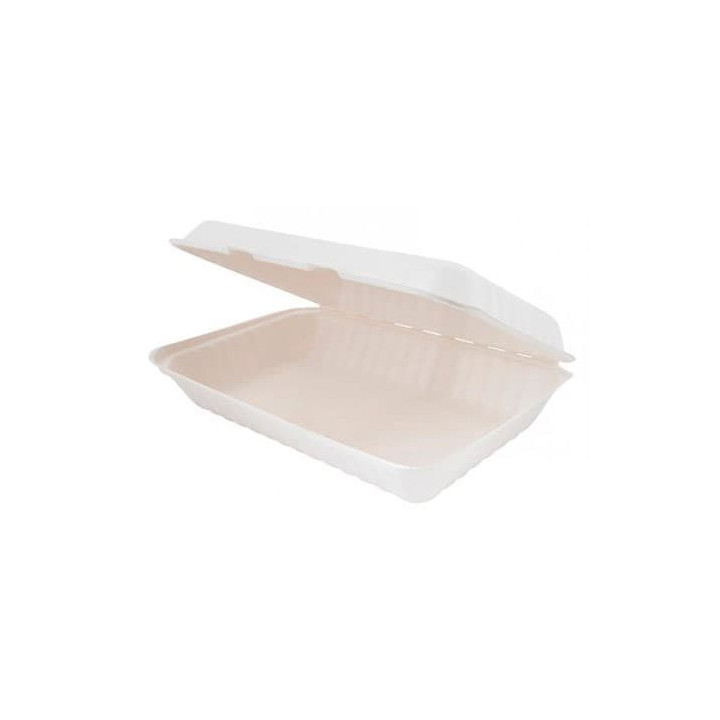 Sugarcane Hinged Container White 33,5x23x7,5cm (50 Units) 