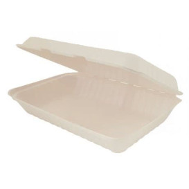 Sugarcane Hinged Container "Natural" 33,5x23x7,5cm (50 Units) 