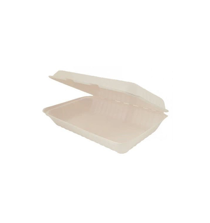 Sugarcane Hinged Container "Natural" 33,5x23x7,5cm (50 Units) 