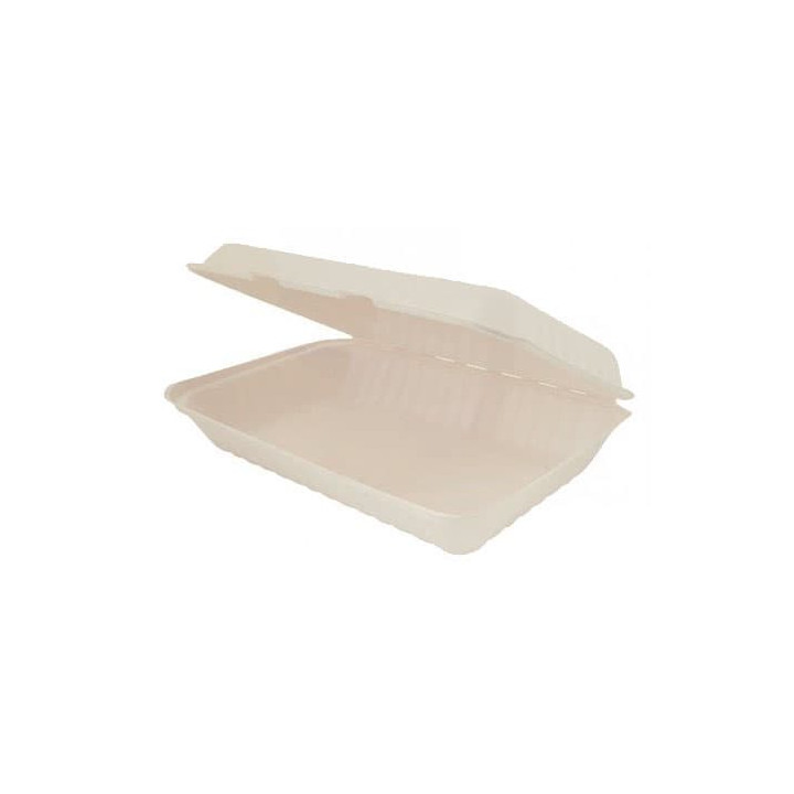 Sugarcane Hinged Container "Natural" 33,5x23x7,5cm (50 Units) 