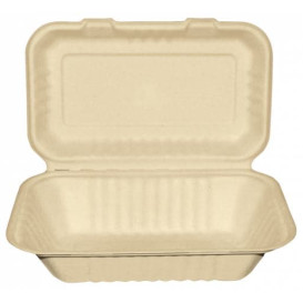 Sugarcane Hinged Container "Menu Box" Natural 22,5x16,5x6,4cm (200 Units)
