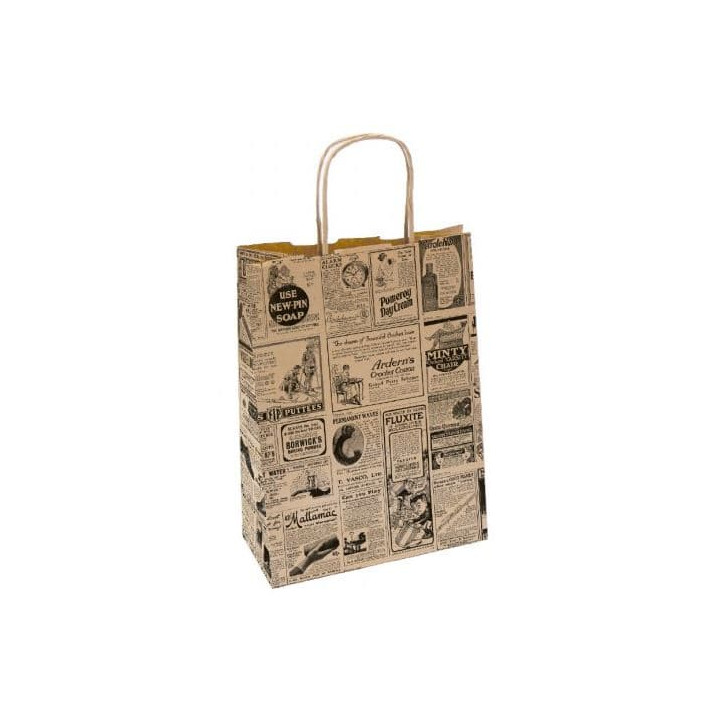 Paper Bag with Handles Kraft "Times" 80g 20+10x29cm (50 Units) 