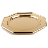 Plastic Charger Plate PET Octogonal shape Gold 30 cm (5 Units) 