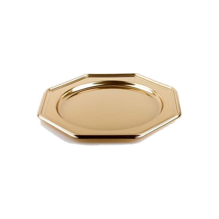 Plastic Charger Plate PET Octogonal shape Gold 30 cm (50 Units)