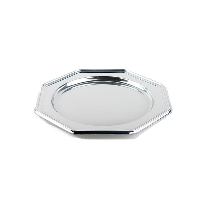 Plastic Charger Plate PET Octogonal shape Silver 30 cm (5 Units) 