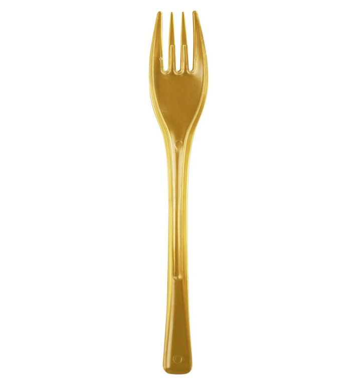 Plastic Fork PS "Fly" Gold 14cm (50 Units) 