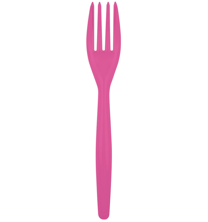 Plastic Fork PS "Easy" Fuchsia 18cm (20 Units) 