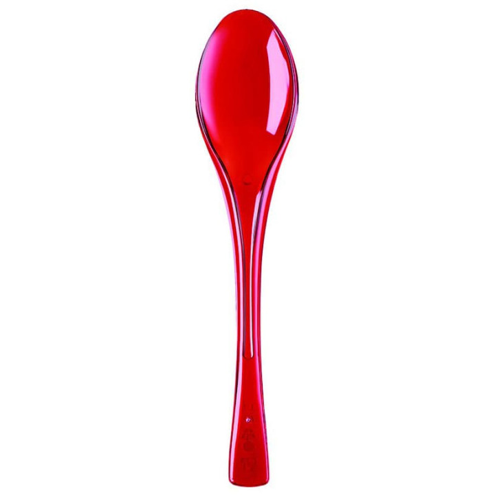 Plastic Spoon PS "Fly" Red Clear 14,5cm (50 Units) 