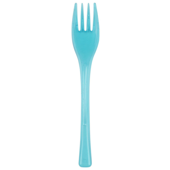 Plastic Fork PS "Fly" Turquoise Clear 14cm (50 Units) 