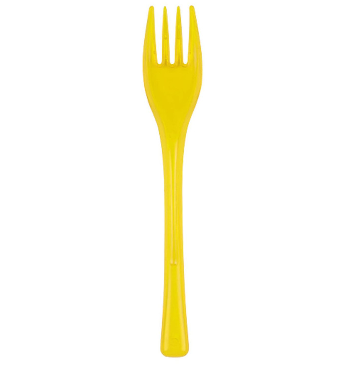 Plastic Fork PS "Fly" Yellow Clear 14cm (50 Units) 