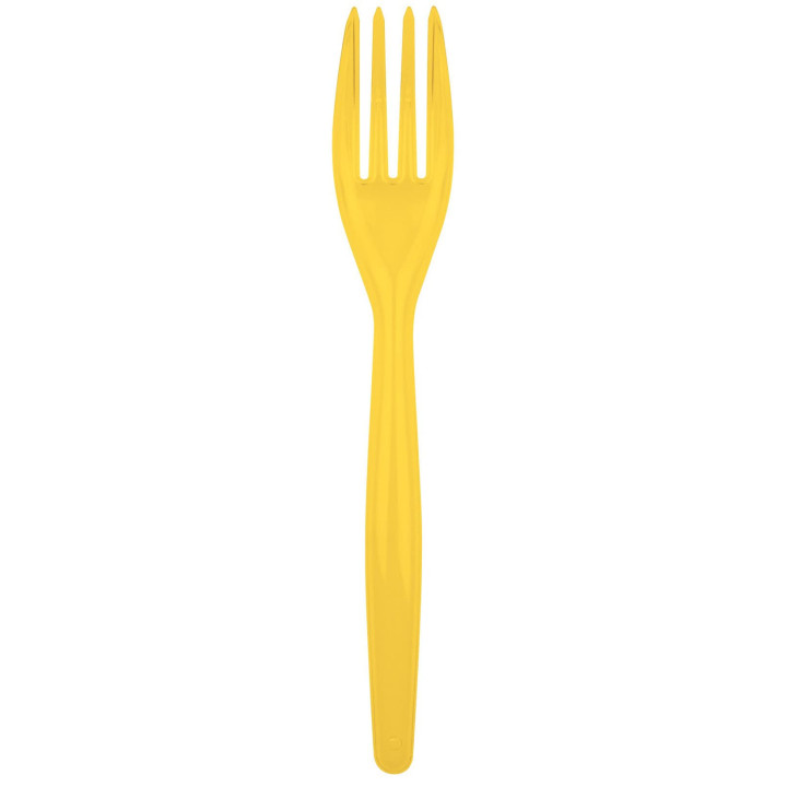 Plastic Fork PS "Easy" Yellow 18cm (20 Units) 