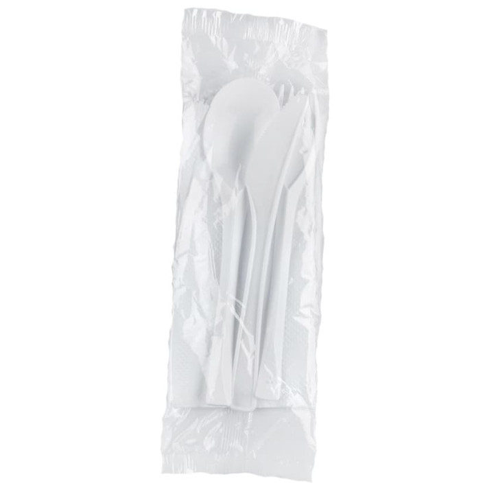 Plastic Cutlery kit PP "Next" Fork, Knife, Spoon and Napkin (500 Units)