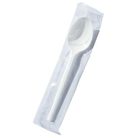 Plastic Teaspoon PS White Encased 12,5cm (100 Units) 