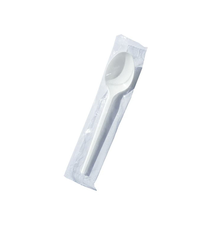 Plastic Teaspoon PS White Encased 12,5cm (100 Units) 