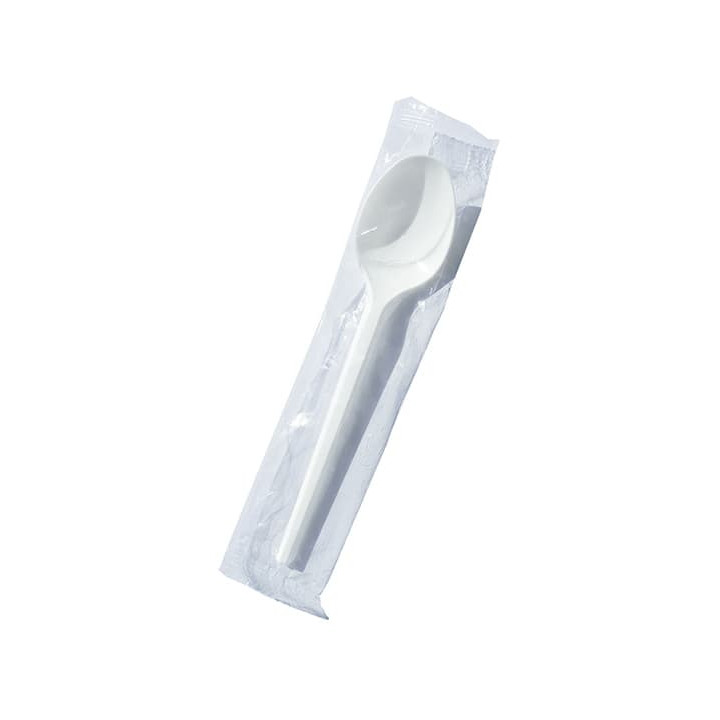 Plastic Teaspoon PS White Encased 12,5cm (100 Units) 