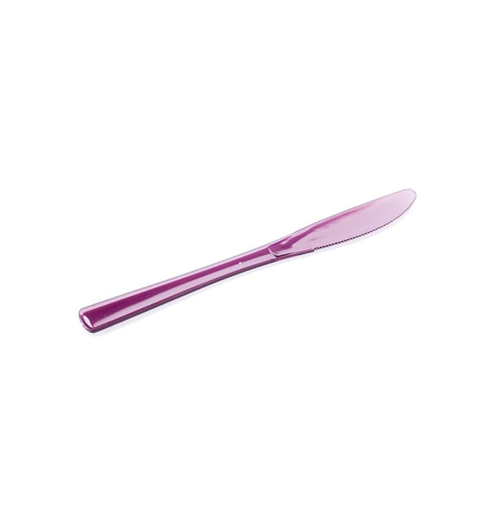 Plastic Knife Premium Eggplant 20cm (10 Units) 