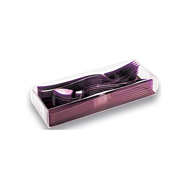 Plastic Cutlery Kit Fork, Knife, Spoon Eggplant (20 Kits)