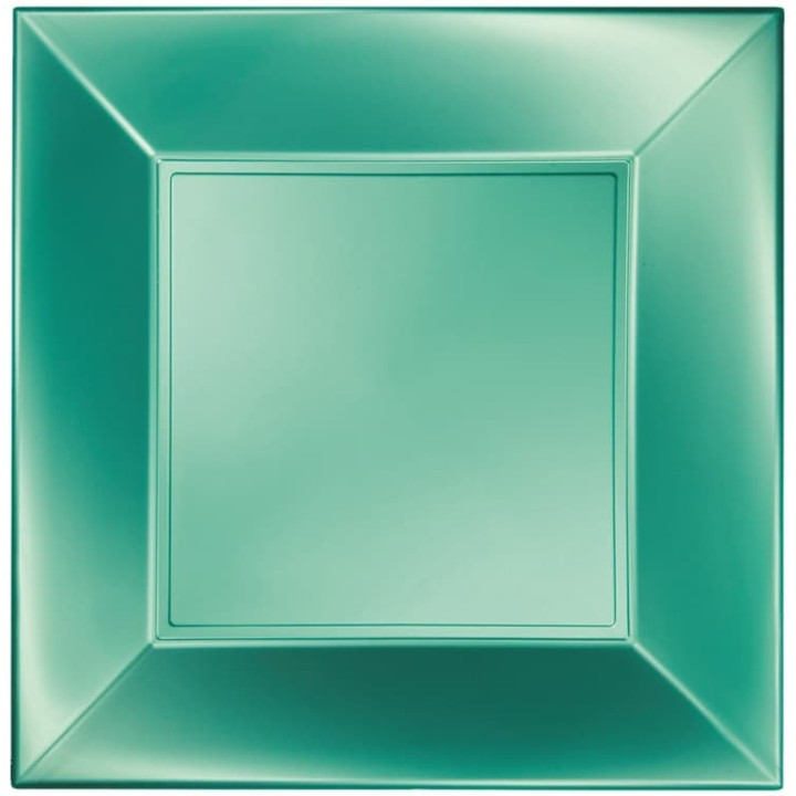 Plastic Plate Flat Green "Nice" Pearl PP 23 cm (300 Units)