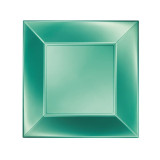 Plastic Plate Flat Green "Nice" Pearl PP 23 cm (25 Units) 