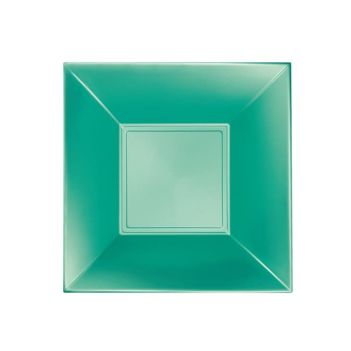 Plastic Plate Deep Green "Nice" Pearl PP 18 cm (300 Units)