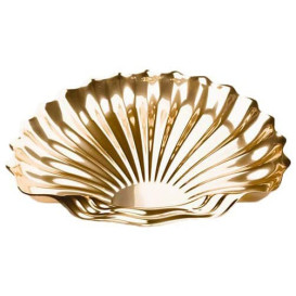 Plastic Platter Shell Shape Gold 34x30 cm (5 Units) 